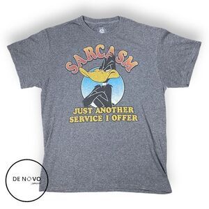 LOONEY TUNES Men’s Daffy Duck Cotton Blend T-Shirt Size Medium Gray